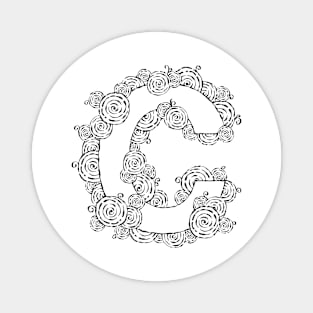 Letter C Vintage Swirl Art Magnet